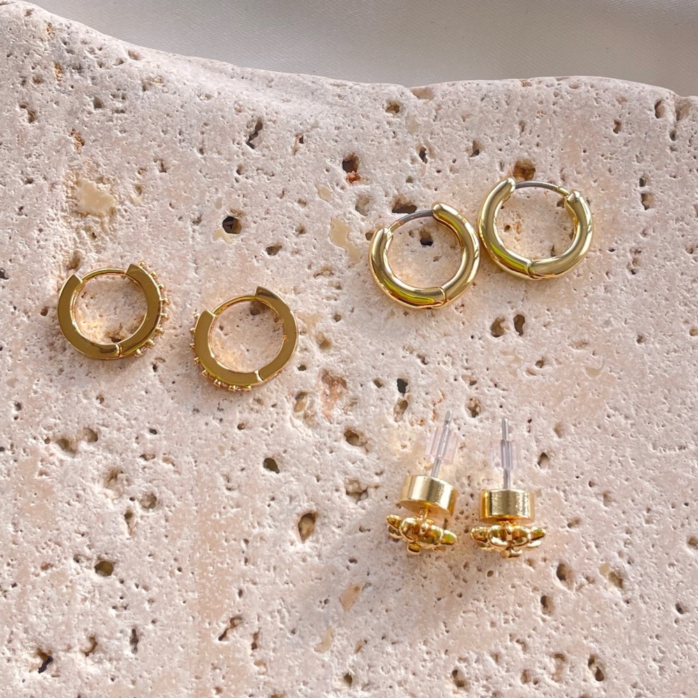 Chic Gold Hoop and Stud Earrings Set